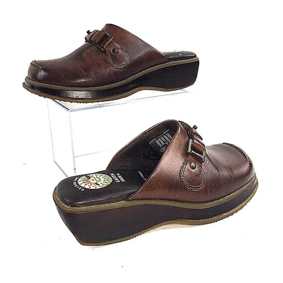 Earth Shoe Gelron 2000 Womens Brown Leather Clog Mules Slip On Daphne US 5.5 - Picture 11 of 12